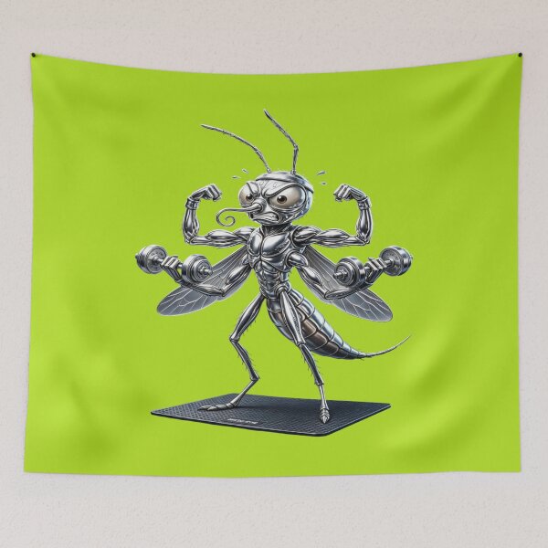 Item preview, Bodybuilder Mosquito - Muscular Insect with Dumbbells designed and sold by RAYBIL.