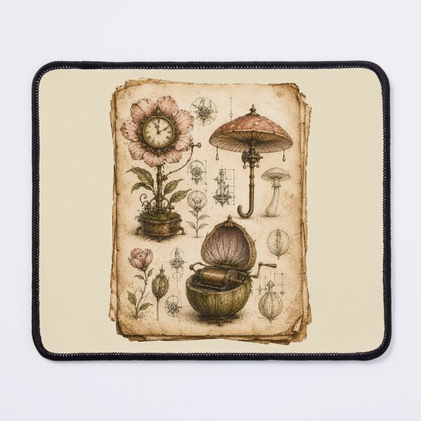 Item preview, Victorian Inventor’s Notebook Print – Whimsical Botanical Engineering Art designed and sold by MagicMakerPh.