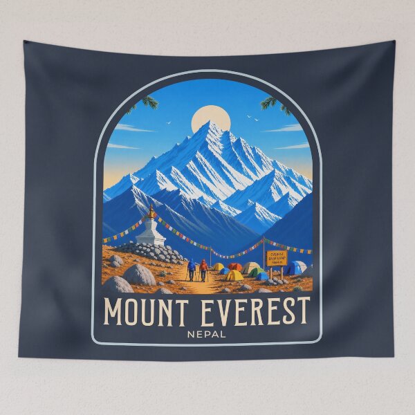 Artikelvorschau, Vintage-Reiseillustration vom Mount Everest entworfen und verkauft von HomeLivingCo.