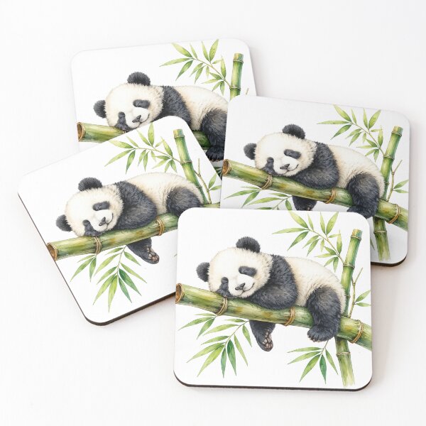 Item preview, Cute Sleeping Panda - Watercolor Bamboo Animal Art designed and sold by A-M-G-Shop.