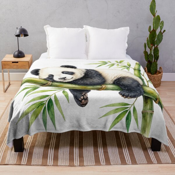 Item preview, Cute Sleeping Panda - Watercolor Bamboo Animal Art designed and sold by A-M-G-Shop.