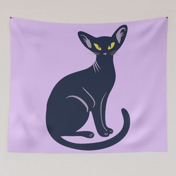 Item preview, Floral Black Oriental Cat designed and sold by IvysCreativityHouse.