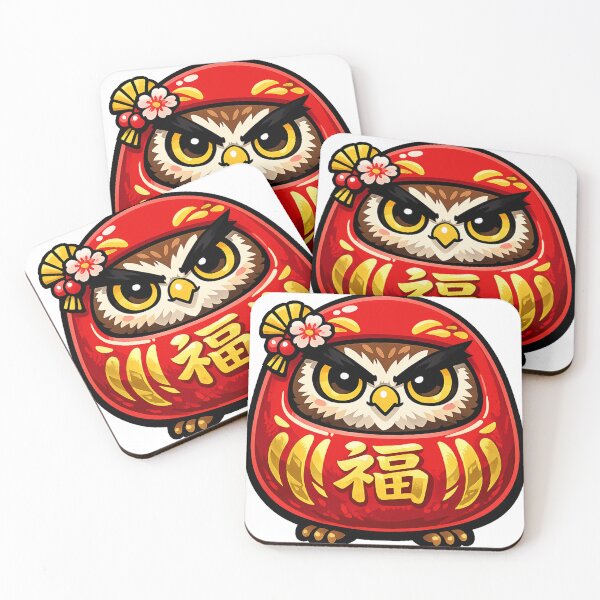 Item preview, Kawaii Daruma Owl Sticker – Lucky Japanese Owl Anime Vector Design designed and sold by kawaii animal store (in Japan).