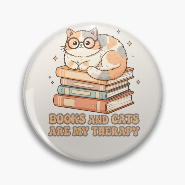 Item preview, Books and Cats Are My Therapy  Cozy Bookish Cat Lover T‑Shirt & Sticker designed and sold by ZyxDes.