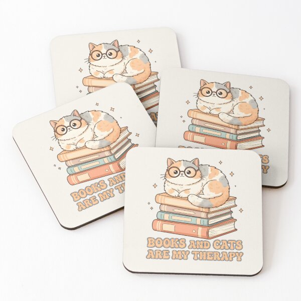 Item preview, Books and Cats Are My Therapy Cozy Bookish Cat Lover T‑Shirt & Sticker designed and sold by ZyxDes.
