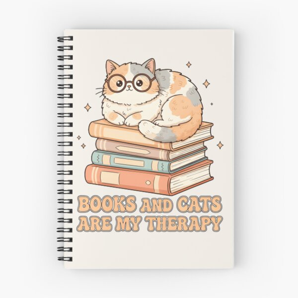 Item preview, Books and Cats Are My Therapy Cozy Bookish Cat Lover T‑Shirt & Sticker designed and sold by ZyxDes.