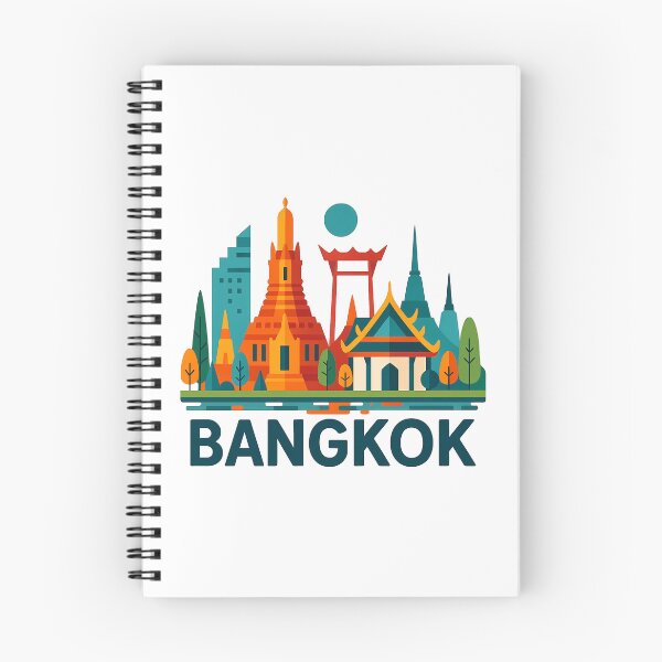 Item preview, Bangkok Thailand Travel Souvenir - Wat Arun Temple & Longtail Boat Art designed and sold by OzzFrequency.