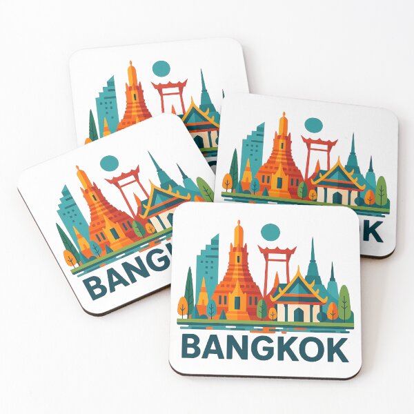 Item preview, Bangkok Thailand Travel Souvenir - Wat Arun Temple & Longtail Boat Art designed and sold by OzzFrequency.