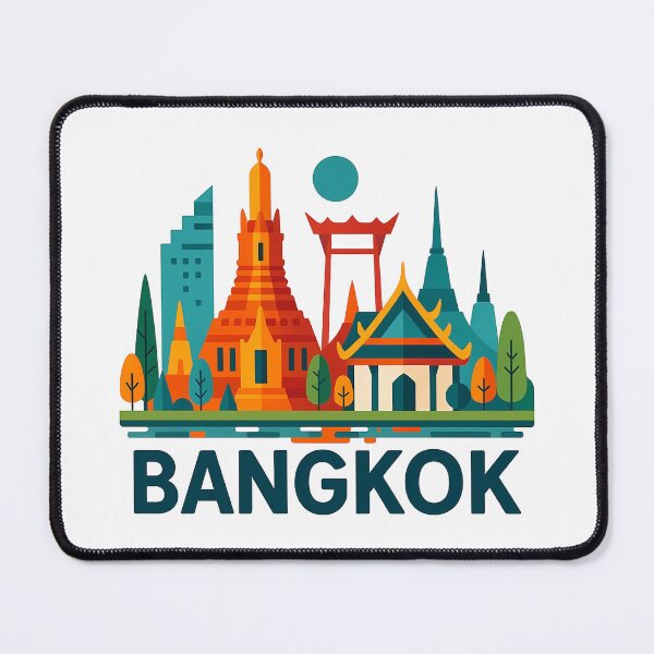 Item preview, Bangkok Thailand Travel Souvenir - Wat Arun Temple & Longtail Boat Art designed and sold by OzzFrequency.