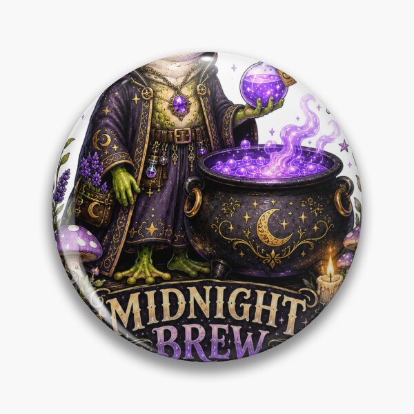 Item preview, Midnight Brew Club Witch Frog Cauldron Potion Cottagecore designed and sold by BartArtPhoto.