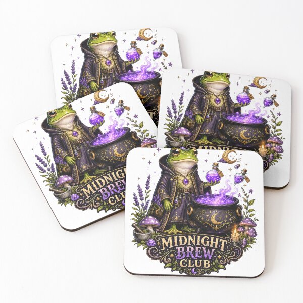 Item preview, Midnight Brew Club Witch Frog Cauldron Potion Cottagecore designed and sold by BartArtPhoto.