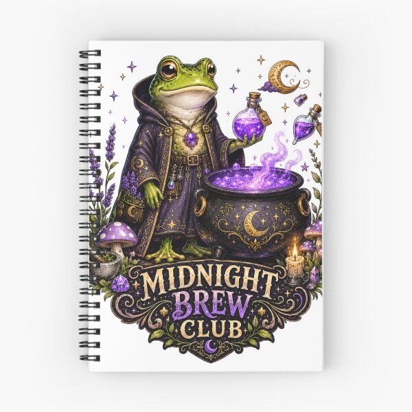 Item preview, Midnight Brew Club Witch Frog Cauldron Potion Cottagecore designed and sold by BartArtPhoto.