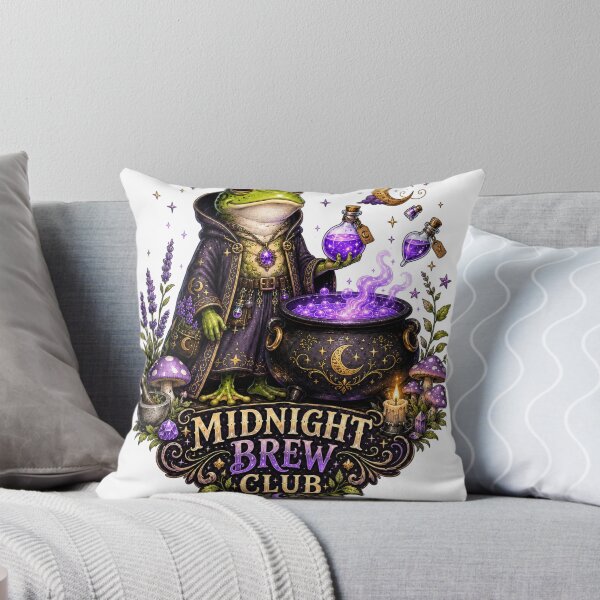 Item preview, Midnight Brew Club Witch Frog Cauldron Potion Cottagecore designed and sold by BartArtPhoto.