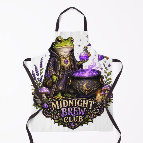 Item preview, Midnight Brew Club Witch Frog Cauldron Potion Cottagecore designed and sold by BartArtPhoto.