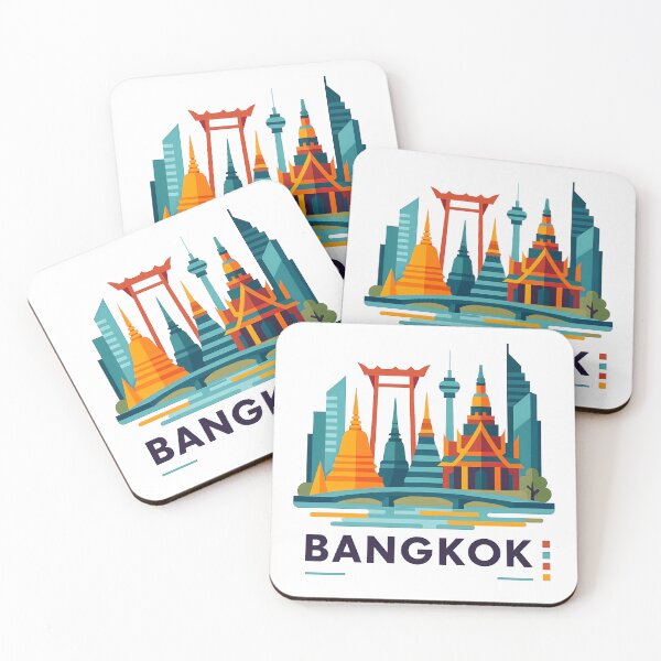 Item preview, Bangkok Thailand Travel Souvenir - Wat Arun Temple & Longtail Boat Art designed and sold by OzzFrequency.