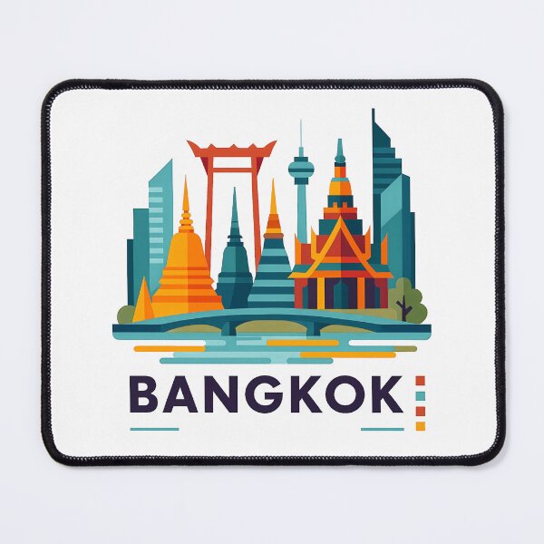 Item preview, Bangkok Thailand Travel Souvenir - Wat Arun Temple & Longtail Boat Art designed and sold by OzzFrequency.