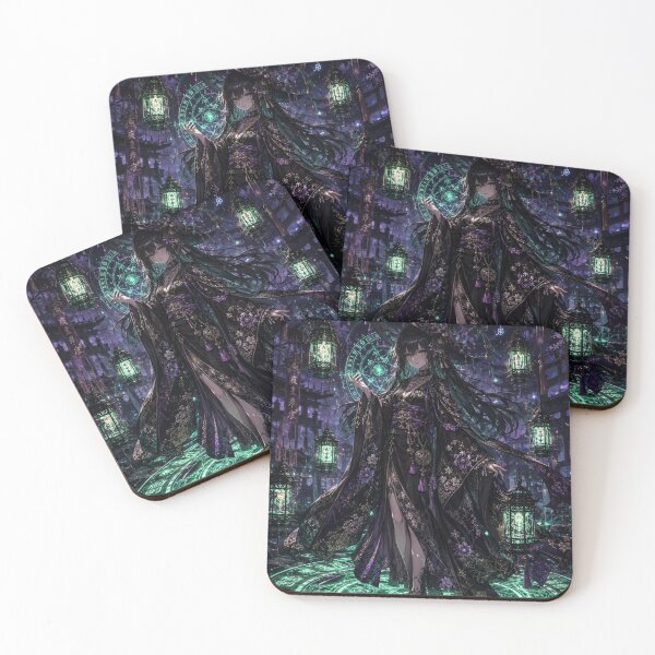 Item preview, Emerald Moon Witch – Gothic Japanese Kimono Anime Art designed and sold by Sticleg.