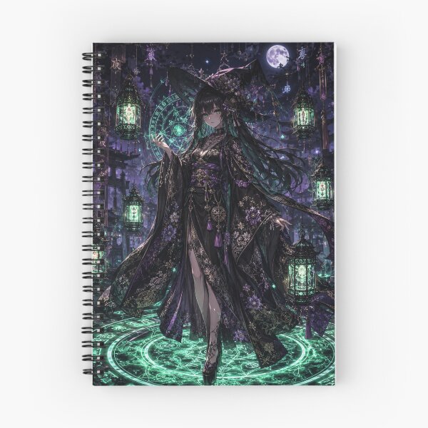 Item preview, Emerald Moon Witch – Gothic Japanese Kimono Anime Art designed and sold by Sticleg.