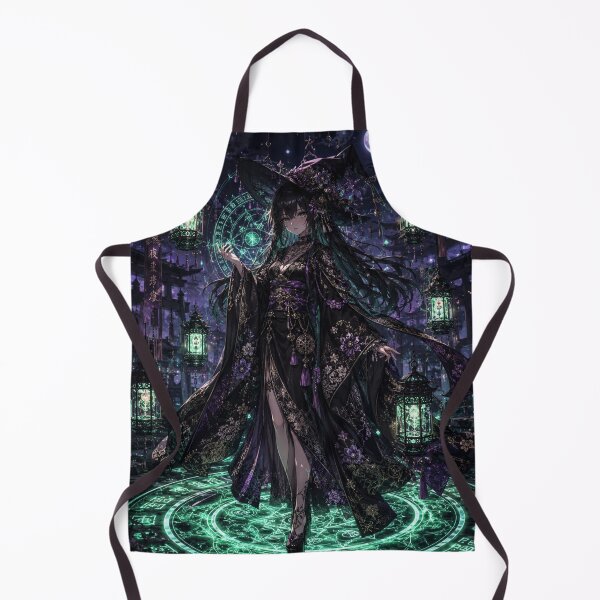 Item preview, Emerald Moon Witch – Gothic Japanese Kimono Anime Art designed and sold by Sticleg.
