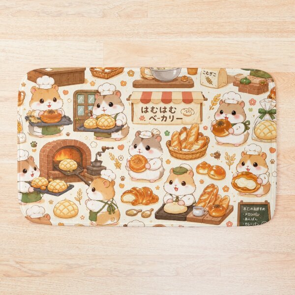 Item preview, Kawaii Hamster Japanese Bakery Seamless Pattern | Cute Bread & Pastry Wrapping Paper Design designed and sold by kawaii animal store (in Japan).