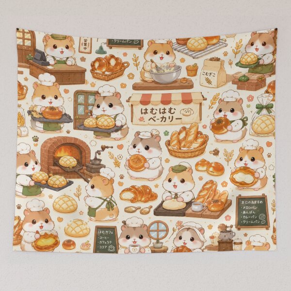 Item preview, Kawaii Hamster Japanese Bakery Seamless Pattern | Cute Bread & Pastry Wrapping Paper Design designed and sold by kawaii animal store (in Japan).