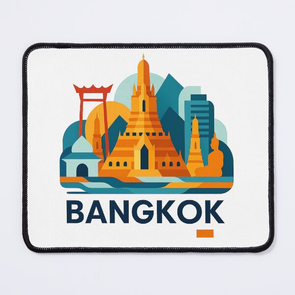 Item preview, Bangkok Thailand Travel Souvenir - Wat Arun Temple & Longtail Boat Art designed and sold by OzzFrequency.
