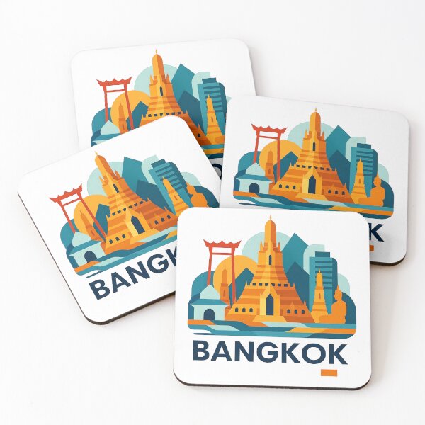 Item preview, Bangkok Thailand Travel Souvenir - Wat Arun Temple & Longtail Boat Art designed and sold by OzzFrequency.
