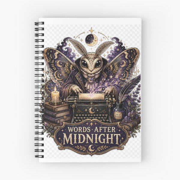 Item preview, Words After Midnight Moth Writer Typewriter Dark Academia designed and sold by BartArtPhoto.