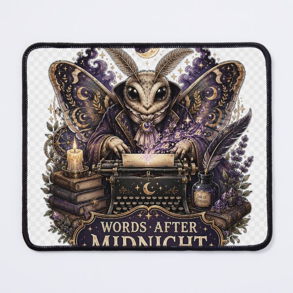Item preview, Words After Midnight Moth Writer Typewriter Dark Academia designed and sold by BartArtPhoto.