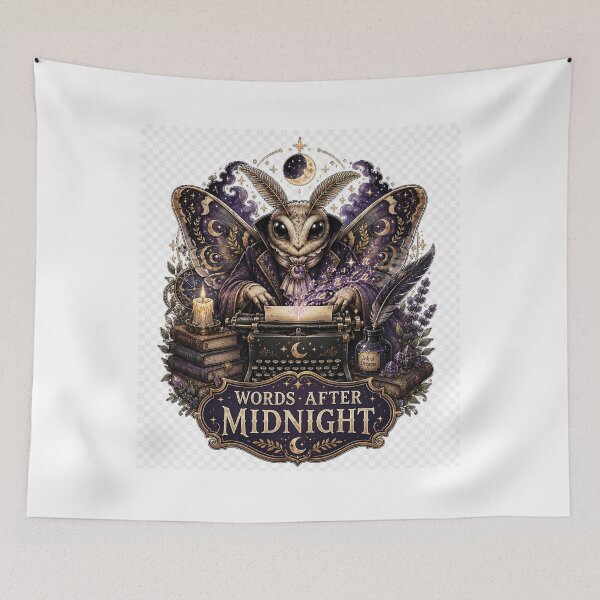 Item preview, Words After Midnight Moth Writer Typewriter Dark Academia designed and sold by BartArtPhoto.