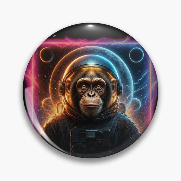 Item preview, Cosmic Chimp Astronaut with Skeletal Reflection | Dark Space Art | Sci-Fi Gothic | Surreal Ape | Neon Galaxy | Cyberpunk Wall Art designed and sold by A-T-H.