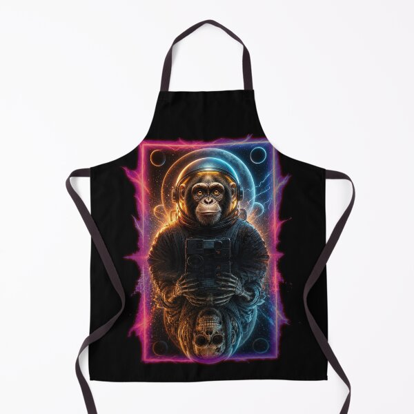 Item preview, Cosmic Chimp Astronaut with Skeletal Reflection | Dark Space Art | Sci-Fi Gothic | Surreal Ape | Neon Galaxy | Cyberpunk Wall Art designed and sold by A-T-H.