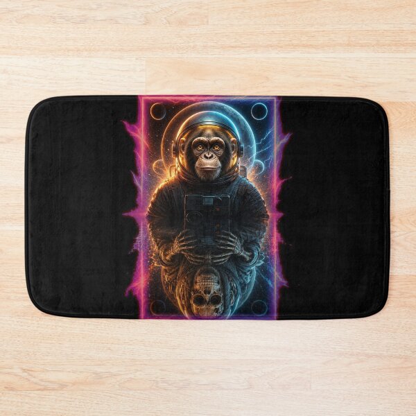 Item preview, Cosmic Chimp Astronaut with Skeletal Reflection | Dark Space Art | Sci-Fi Gothic | Surreal Ape | Neon Galaxy | Cyberpunk Wall Art designed and sold by A-T-H.