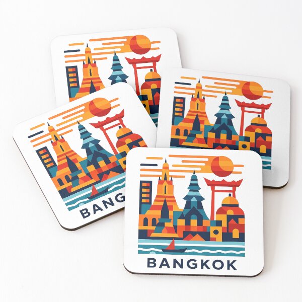 Item preview, Bangkok Thailand Travel Souvenir - Wat Arun Temple & Longtail Boat Art designed and sold by OzzFrequency.