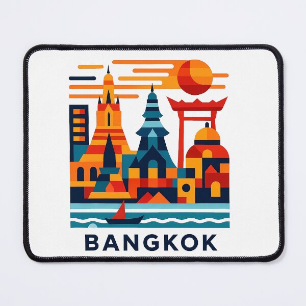 Item preview, Bangkok Thailand Travel Souvenir - Wat Arun Temple & Longtail Boat Art designed and sold by OzzFrequency.