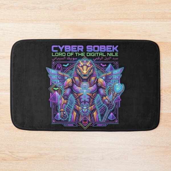 Item preview, Neon Cyber Sobek - Lord of the Digital Nile Egyptian God designed and sold by alalame.