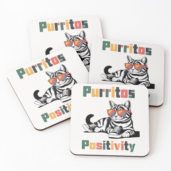 Item preview, Purritos & Positivity  Cool Cat Wearing Sunglasses Funny Retro T‑Shirt & Sticker designed and sold by ZyxDes.