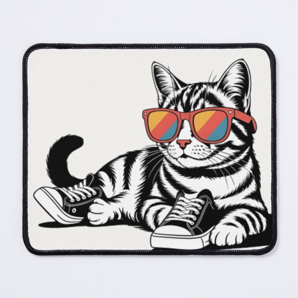Item preview, Purritos & Positivity Cool Cat Wearing Sunglasses Funny Retro T‑Shirt & Sticker designed and sold by ZyxDes.