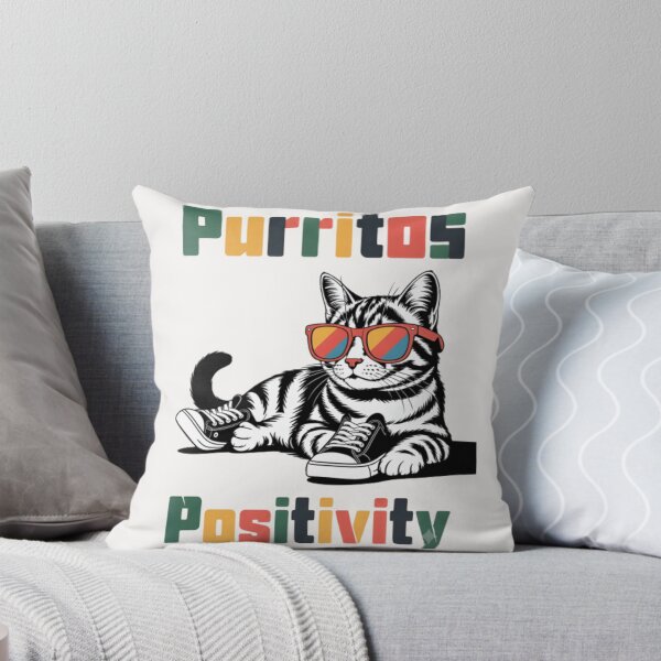 Item preview, Purritos & Positivity  Cool Cat Wearing Sunglasses Funny Retro T‑Shirt & Sticker designed and sold by ZyxDes.