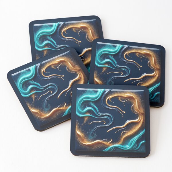 Item preview, Golden River Fluid Abstract Wall Art Navy Gold designed and sold by Xenovita.