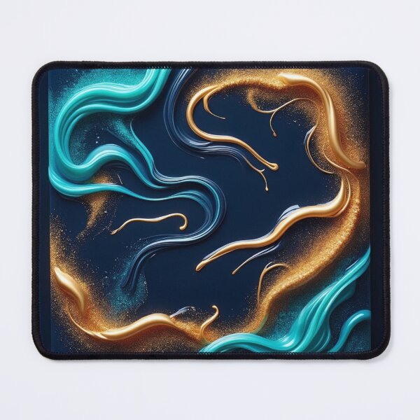 Item preview, Golden River Fluid Abstract Wall Art Navy Gold designed and sold by Xenovita.