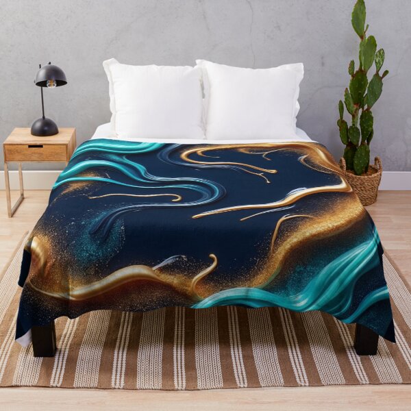 Item preview, Golden River Fluid Abstract Wall Art Navy Gold designed and sold by Xenovita.