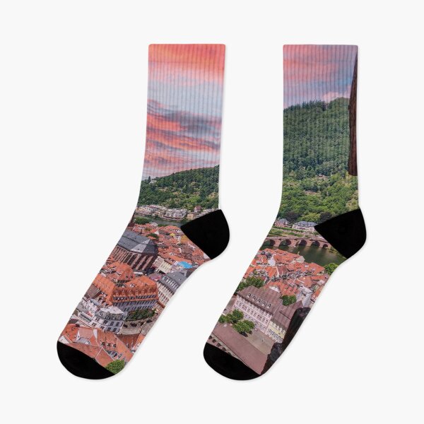 Item preview, Heidelberg Old Town view with Neckar River at sunset designed and sold by Mauswohn.