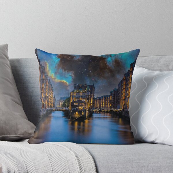 Item preview, Hamburg Speicherstadt Water Castle under a magical starry sky designed and sold by Mauswohn.