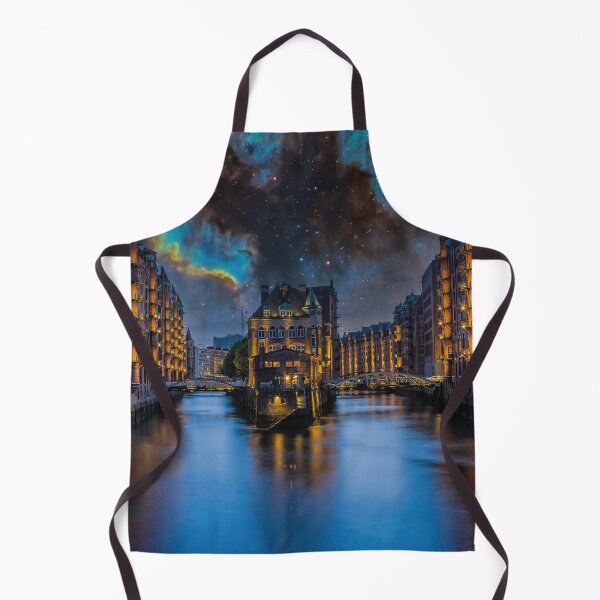 Item preview, Hamburg Speicherstadt Water Castle under a magical starry sky designed and sold by Mauswohn.