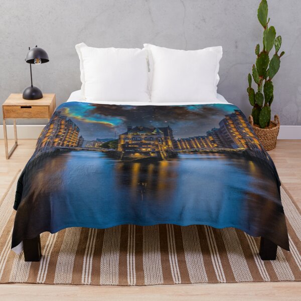 Item preview, Hamburg Speicherstadt Water Castle under a magical starry sky designed and sold by Mauswohn.