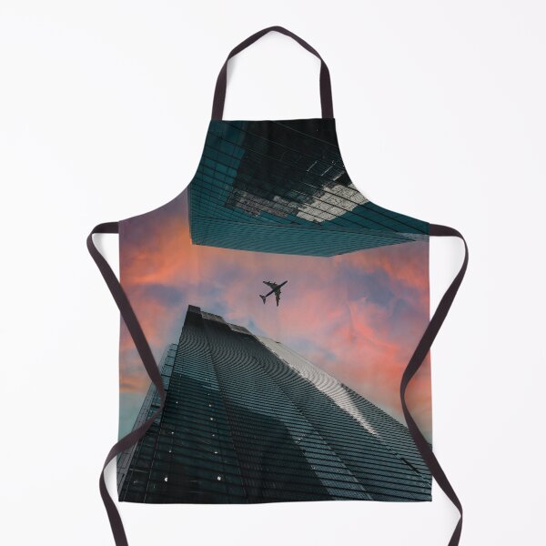 Item preview, Airplane over skyscrapers at a dramatic sunset designed and sold by Mauswohn.