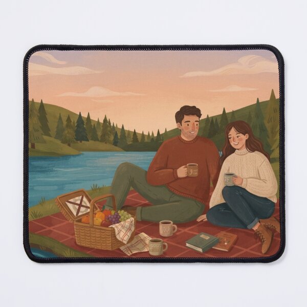 Item preview, Lakeside Afternoon Picnic, Peaceful Nature Landscape Art designed and sold by BlareBlare.