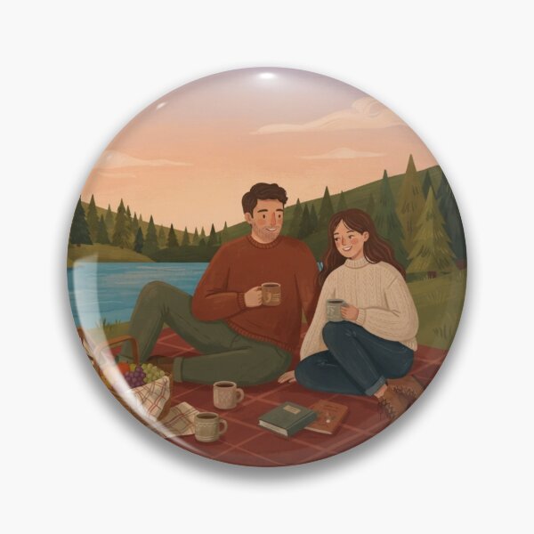 Item preview, Lakeside Afternoon Picnic, Peaceful Nature Landscape Art designed and sold by BlareBlare.