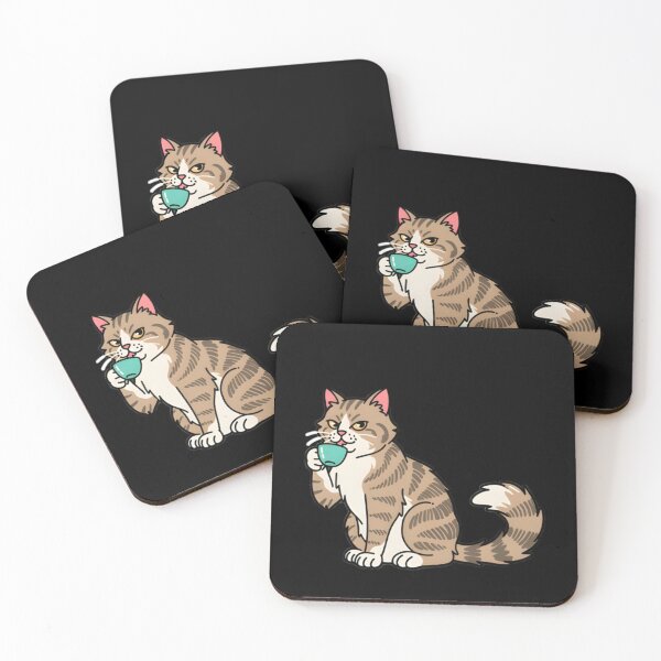 Item preview, Coffee Cat  Funny Sophisticated Cat Drinking Tea T‑Shirt & Sticker designed and sold by ZyxDes.